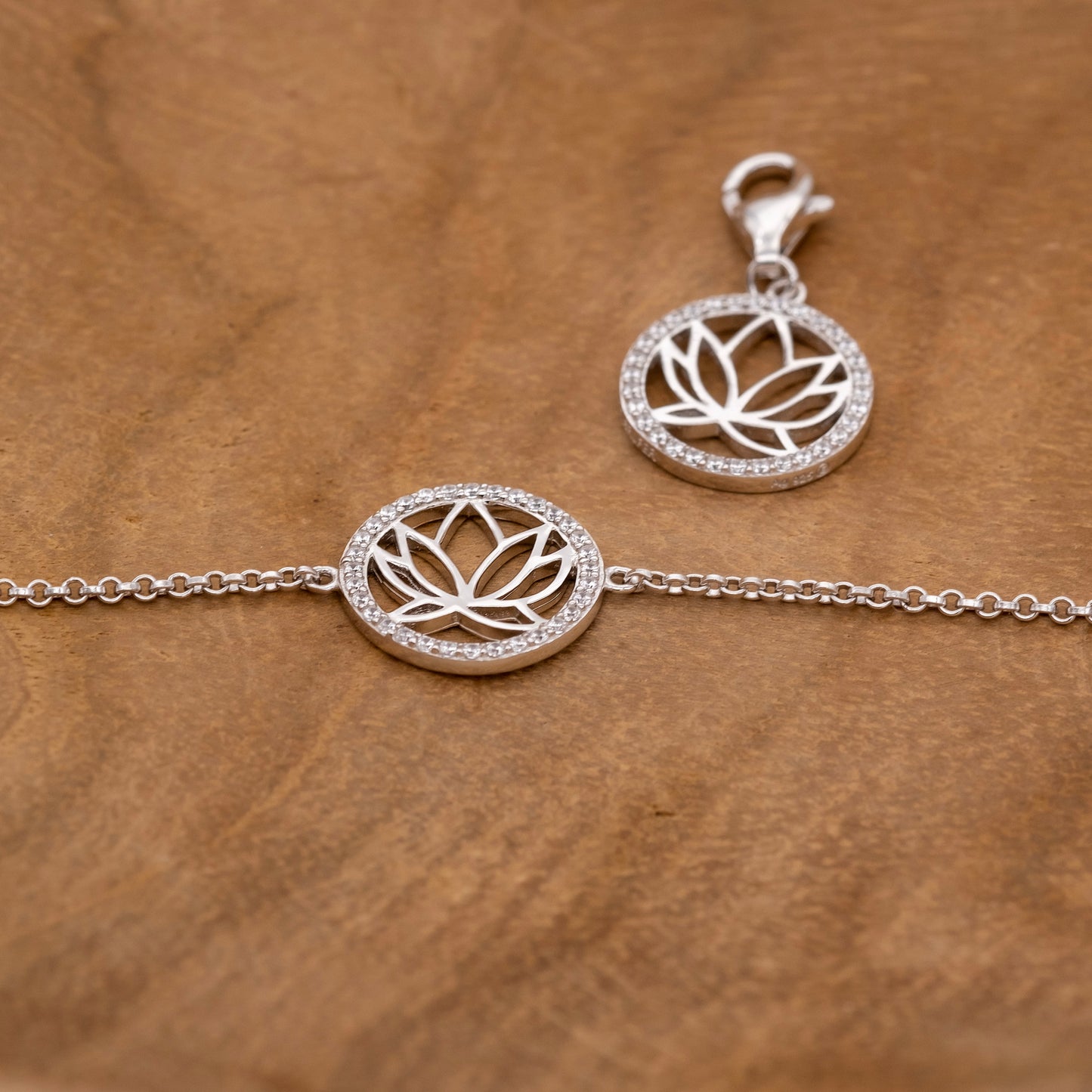 Armband 925er Silber Lotus mit Zirkonia