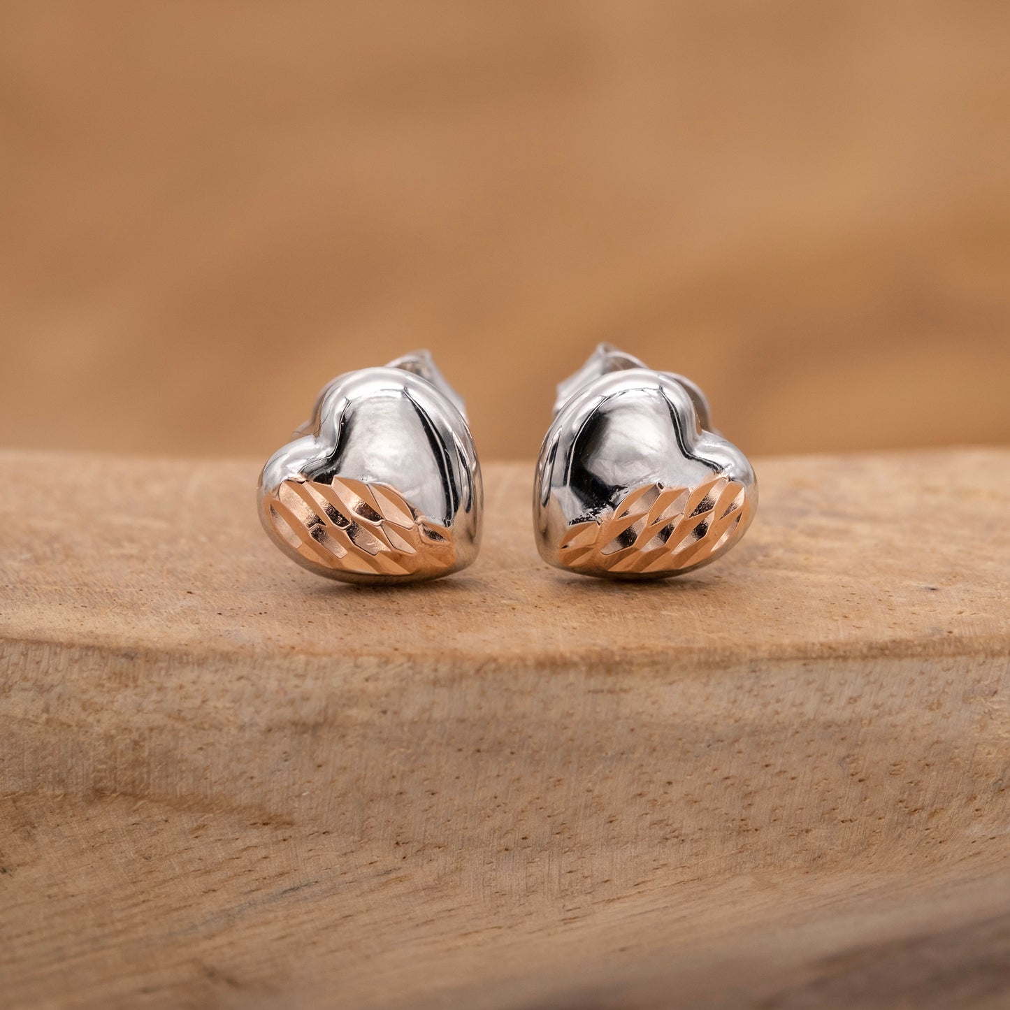 Ohrstecker 925er Silber Herz Roségold