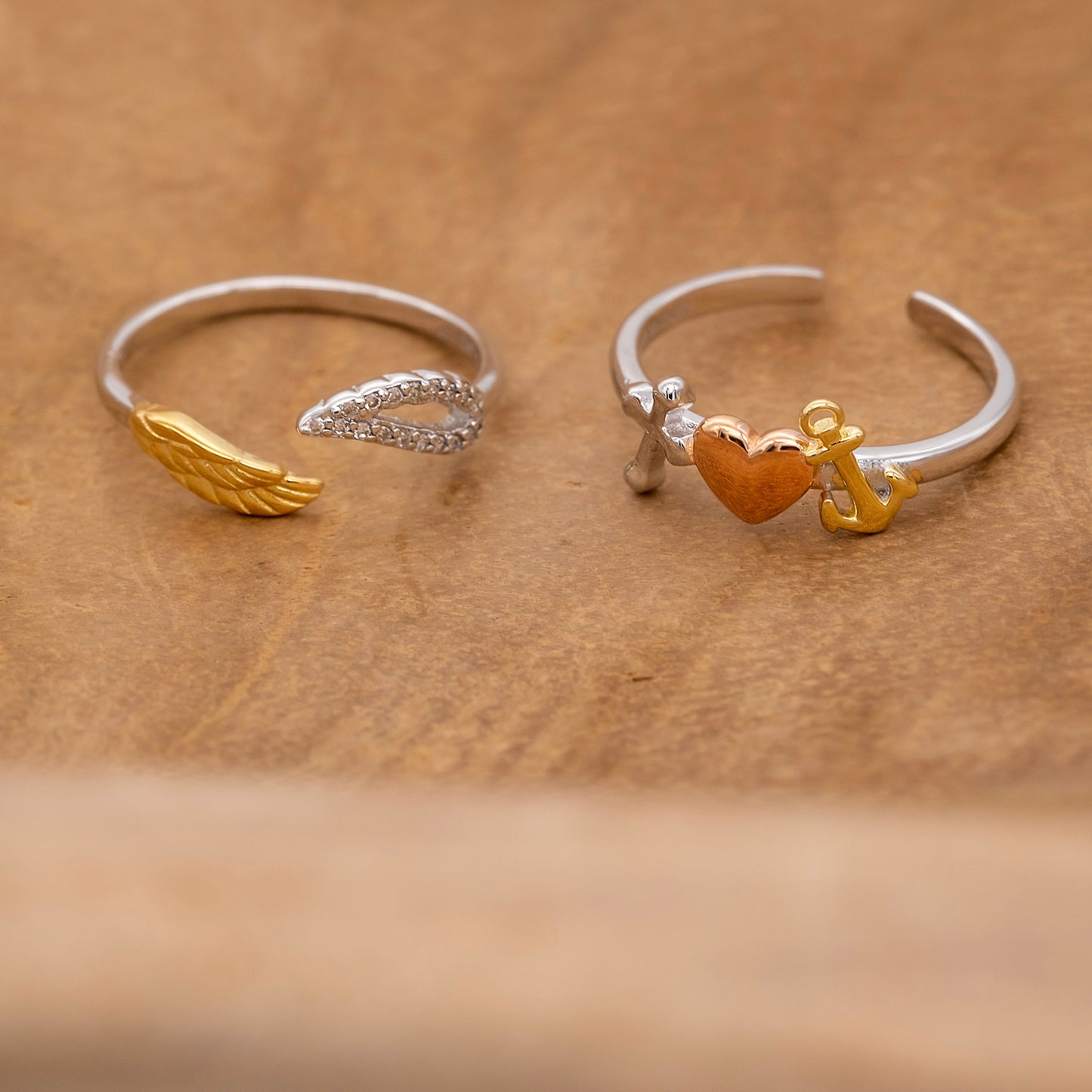 Ring 925er Silber Glaube Liebe Hoffnung Tricolor