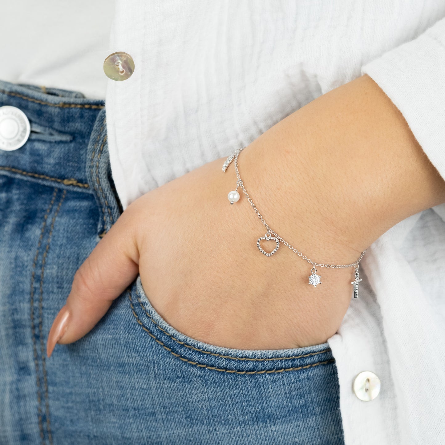 Armband 925er Silber Glaube Liebe Hoffnung mit Zirkonia