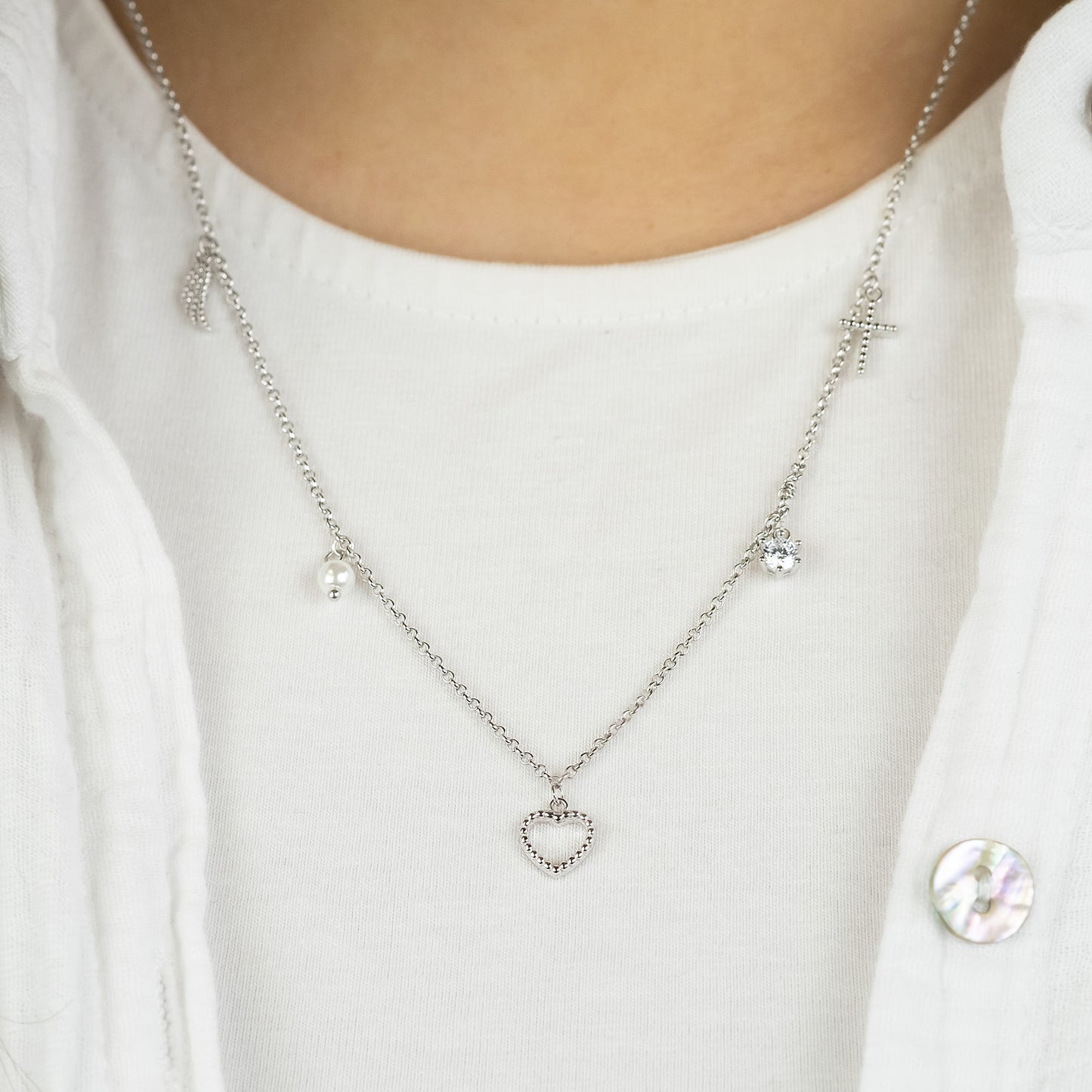 Halskette 925er Silber Glaube Liebe Hoffnung mit Zirkonia