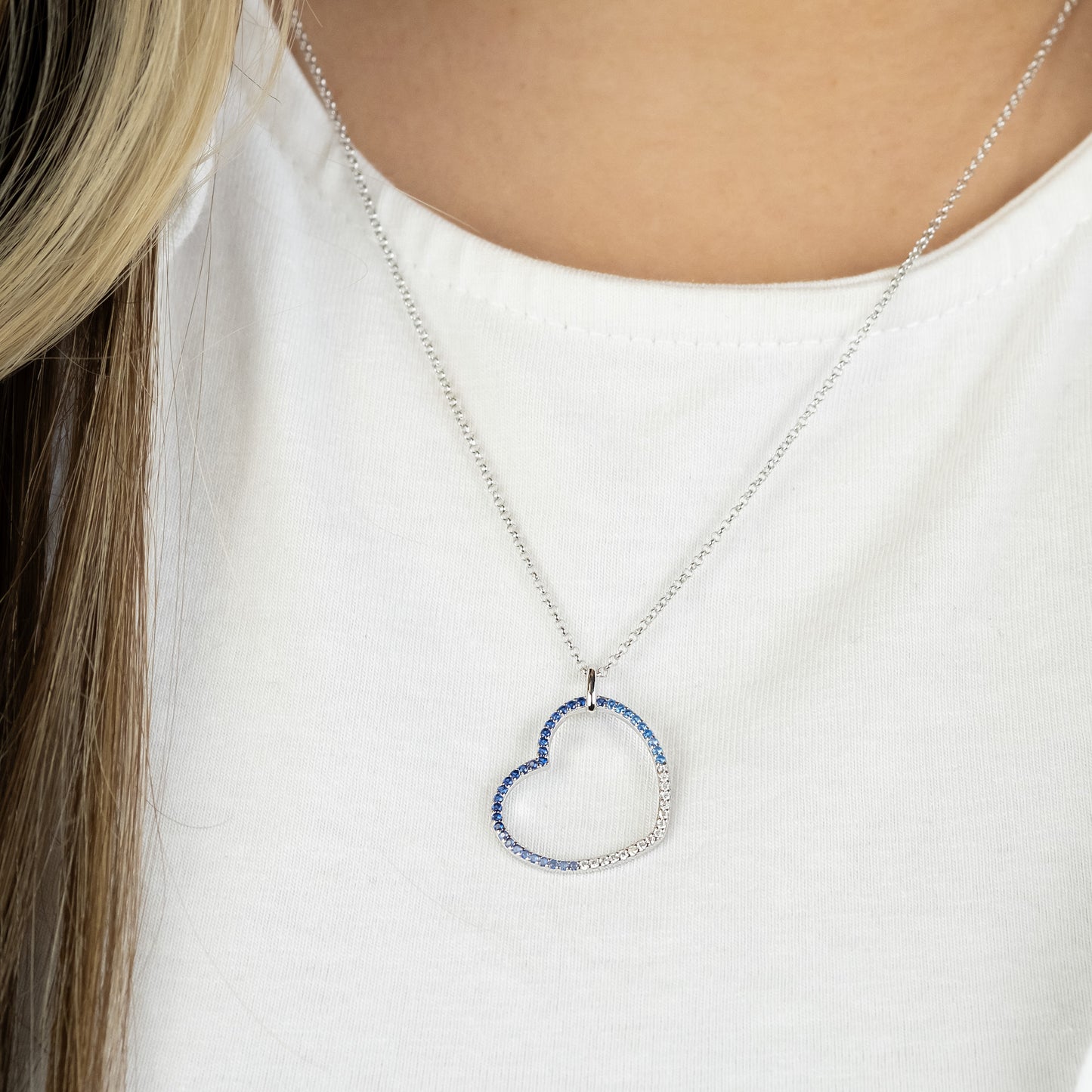 Halskette 925er Silber Herz Ocean mit Zirkonia Multicolor