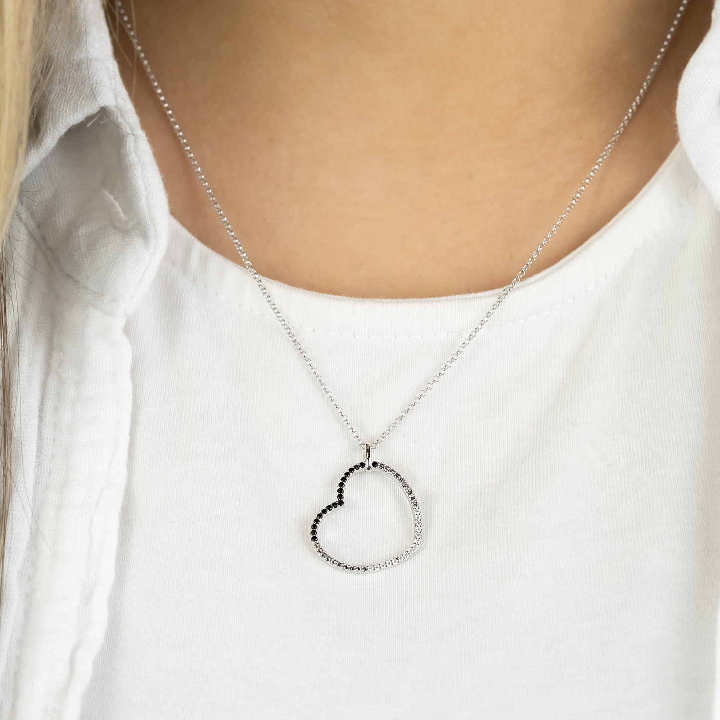 Halskette 925er Silber Herz Shade mit Zirkonia Multicolor