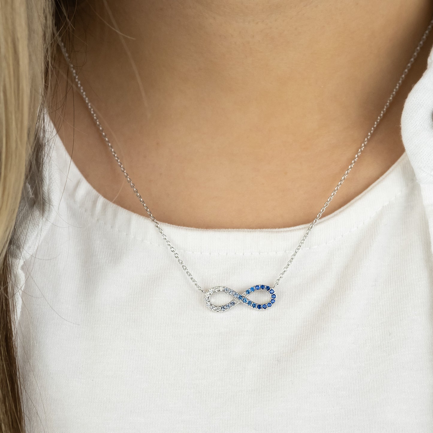 Halskette 925er Silber Infinity mit Zirkonia Multicolor
