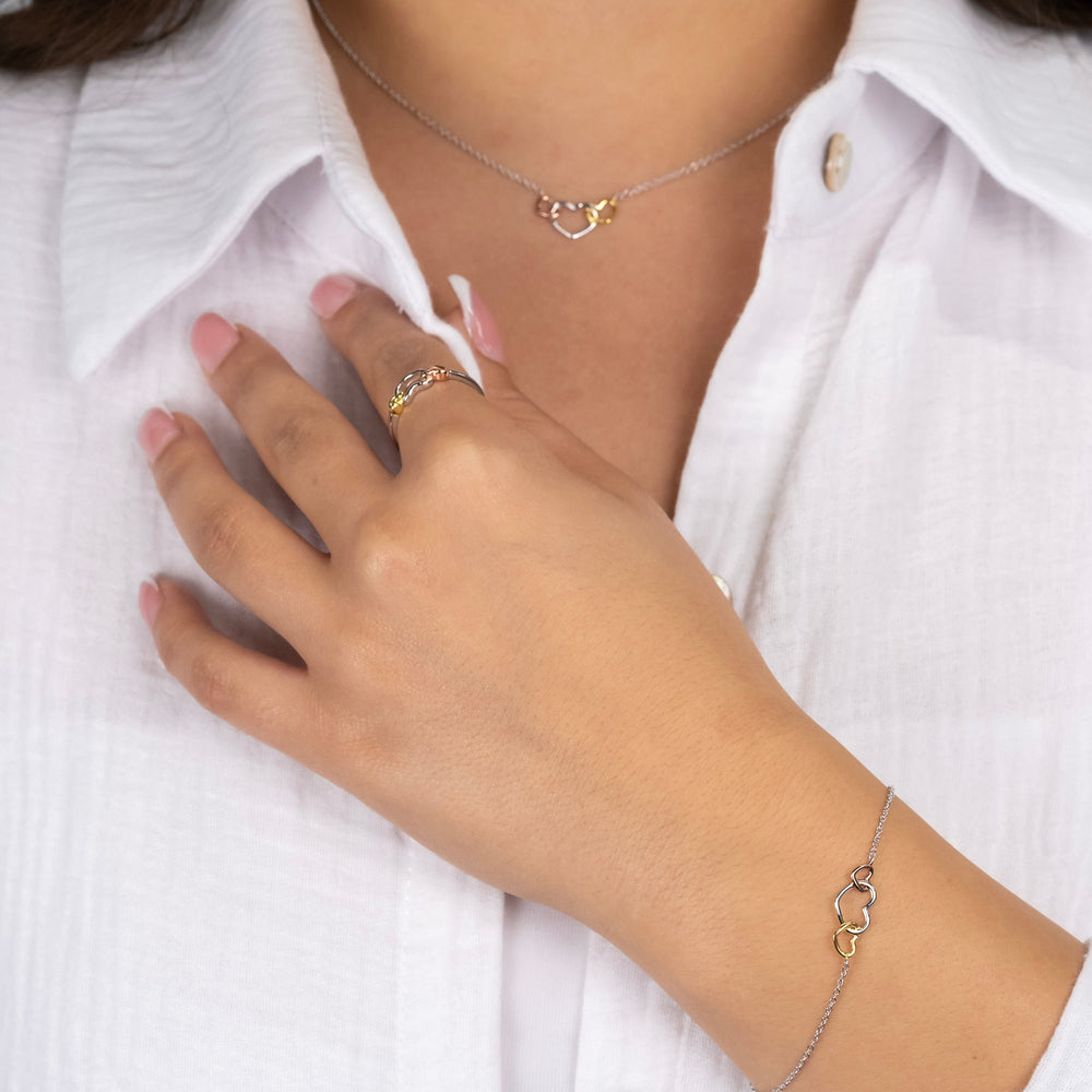 Halskette 925er Silber Herzen Tricolor