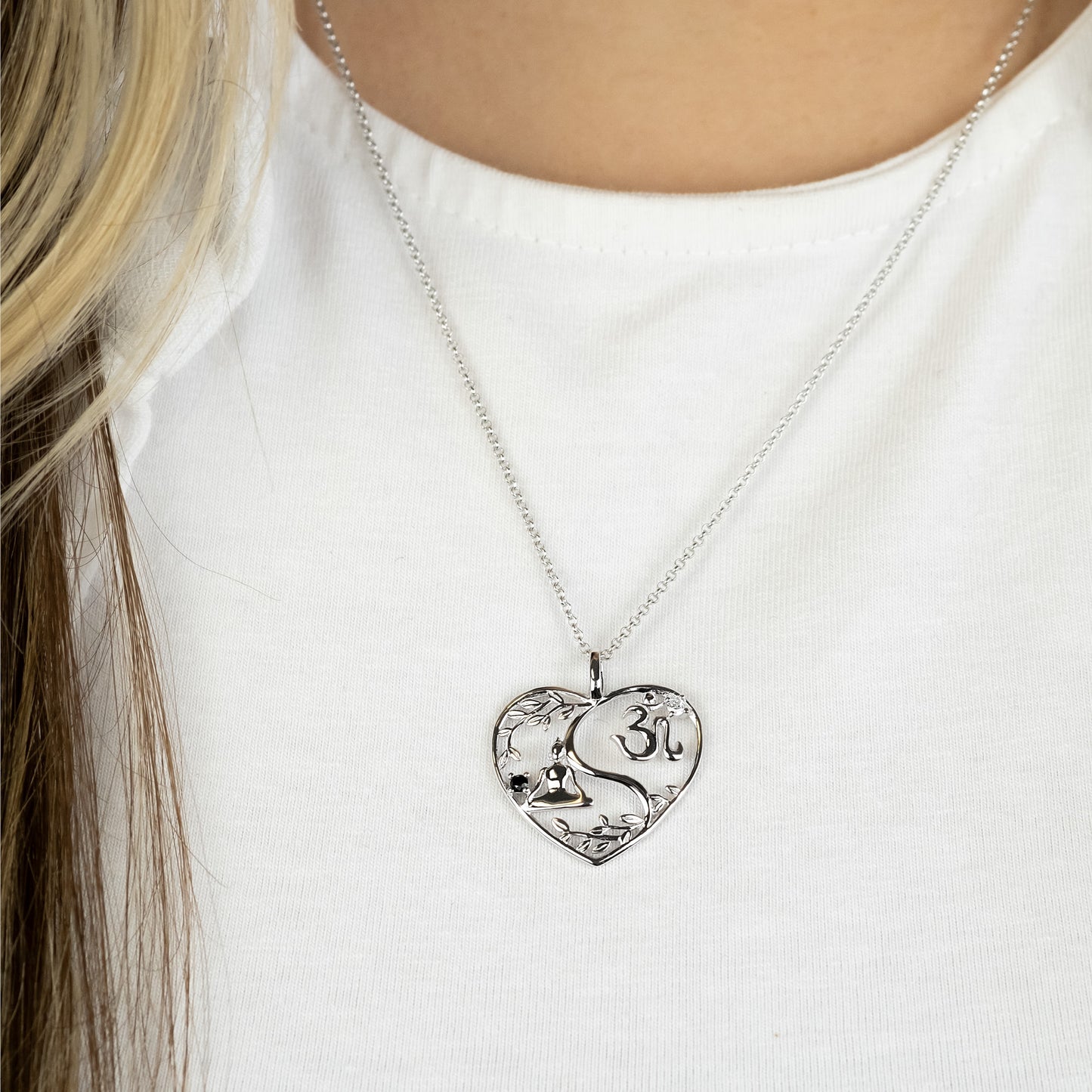 Halskette 925er Silber Yin Yang Herz mit Zirkonia