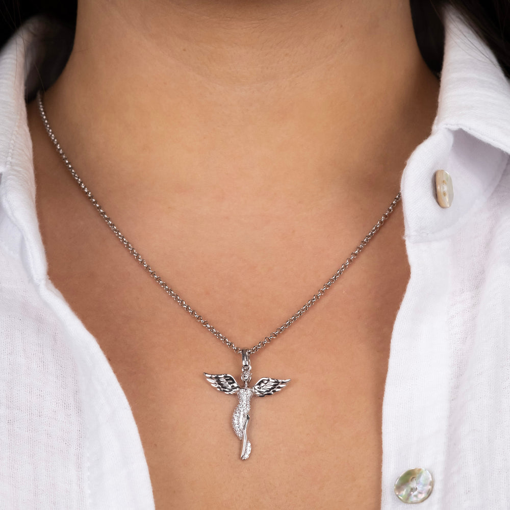 Anhänger 925er Silber Schutzengel mit Zirkonia