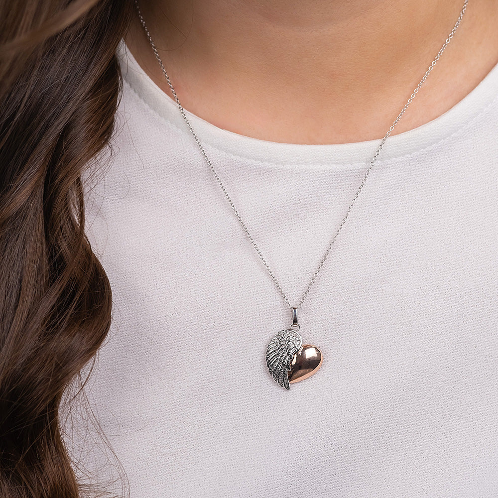 Anhänger 925er Silber Herzflügel Bicolor