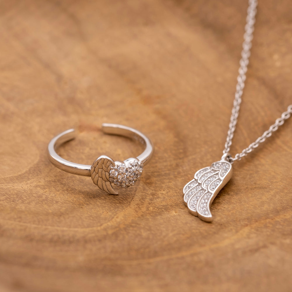 Ring 925er Silber Herzflügel mit Zirkonia