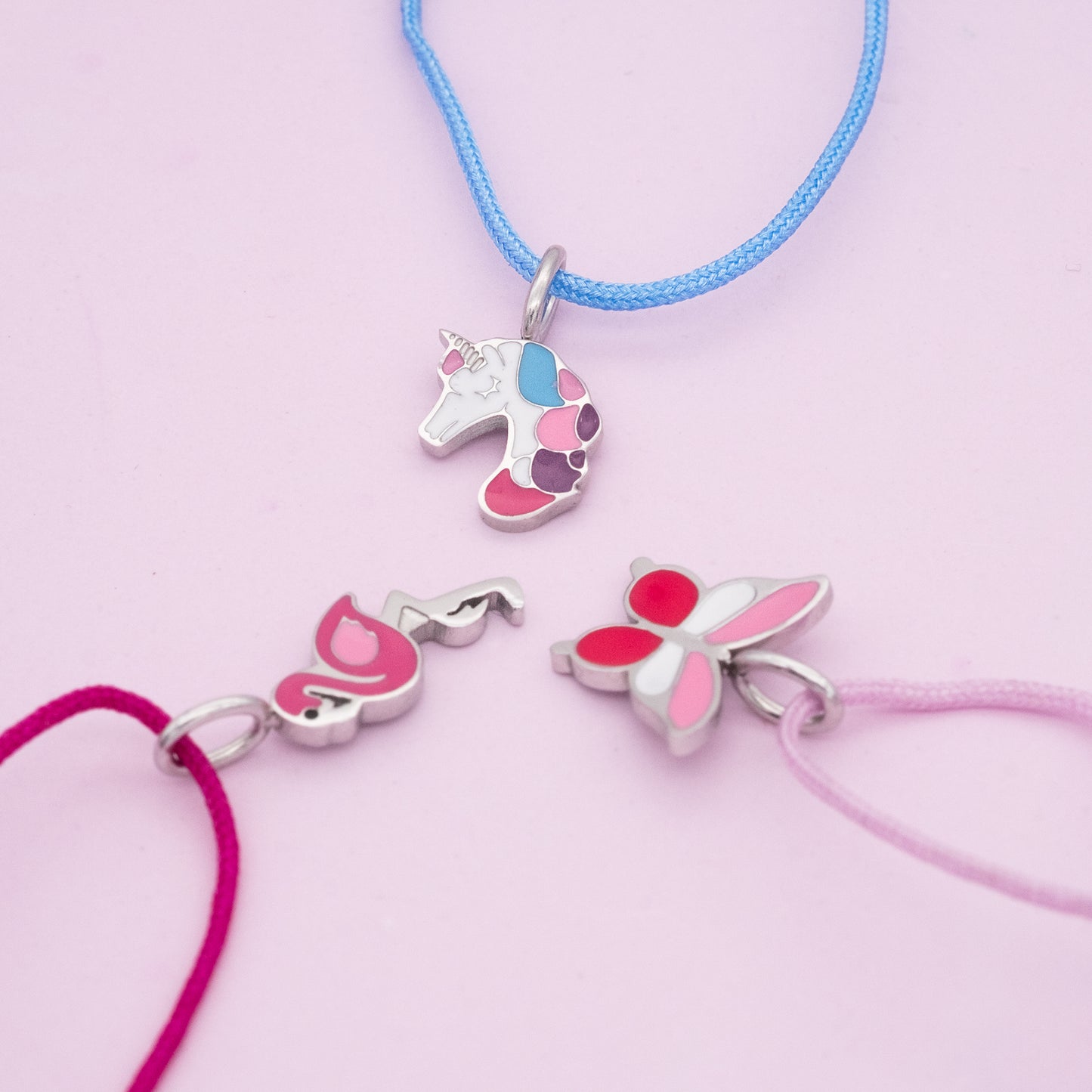 Kinder Armband Edelstahl Einhorn mit Emaille und Nylon