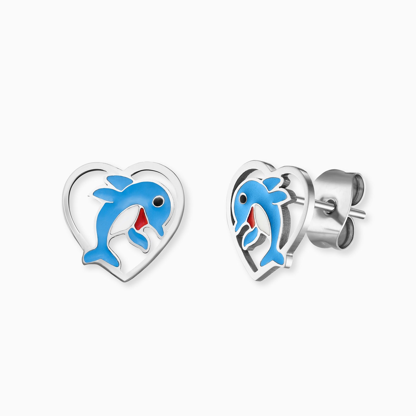 Kinder Ohrstecker Edelstahl Delfin mit Emaille