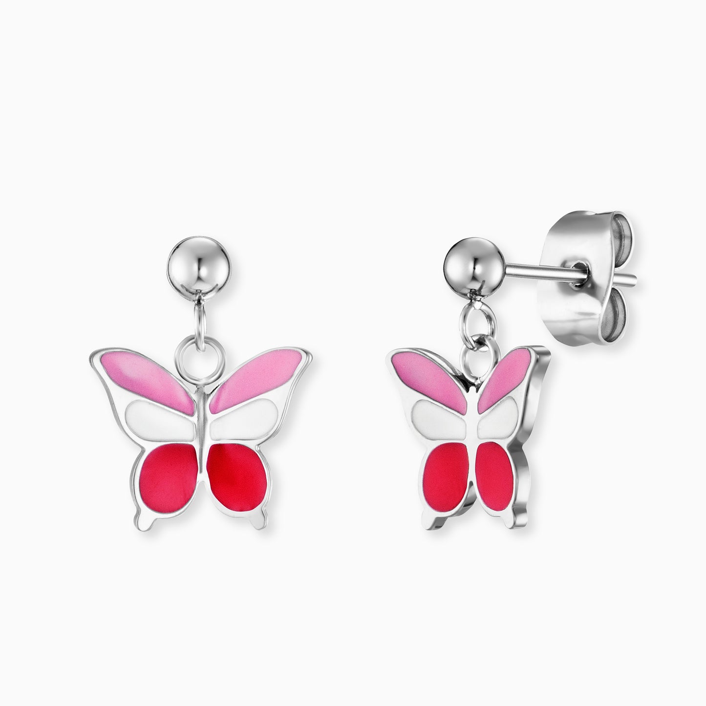 Kinder Ohrstecker Edelstahl Schmetterling mit Emaille