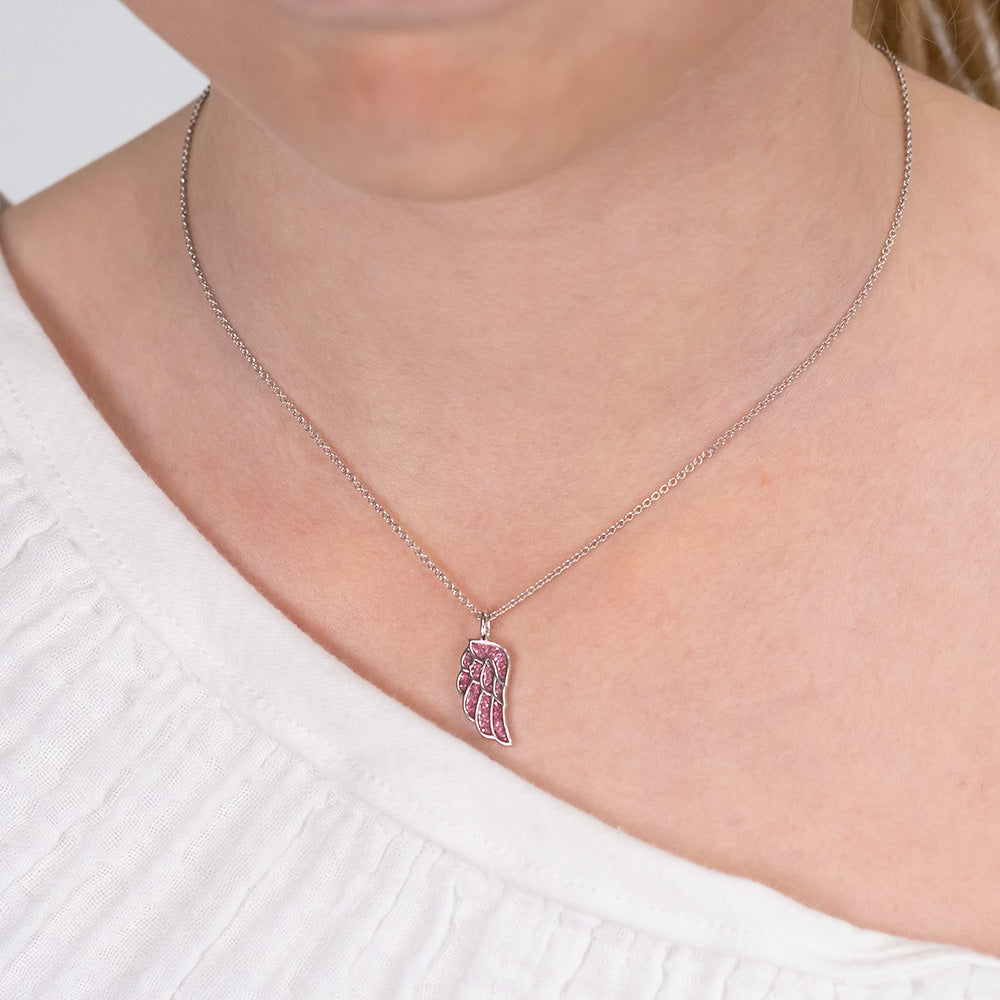 Kinder Halskette 925er Silber Glitzerflügel mit Emaille