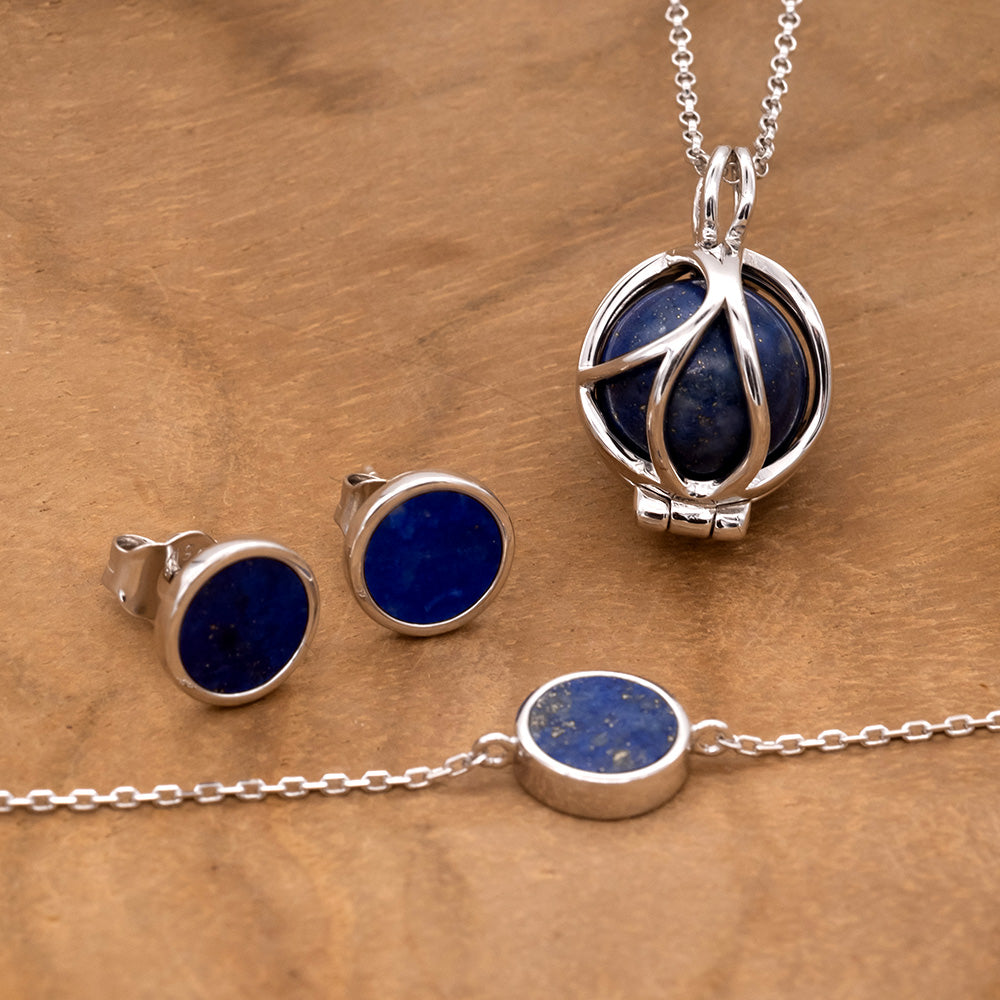 Armband 925er Silber mit Kraftstein Lapislazuli