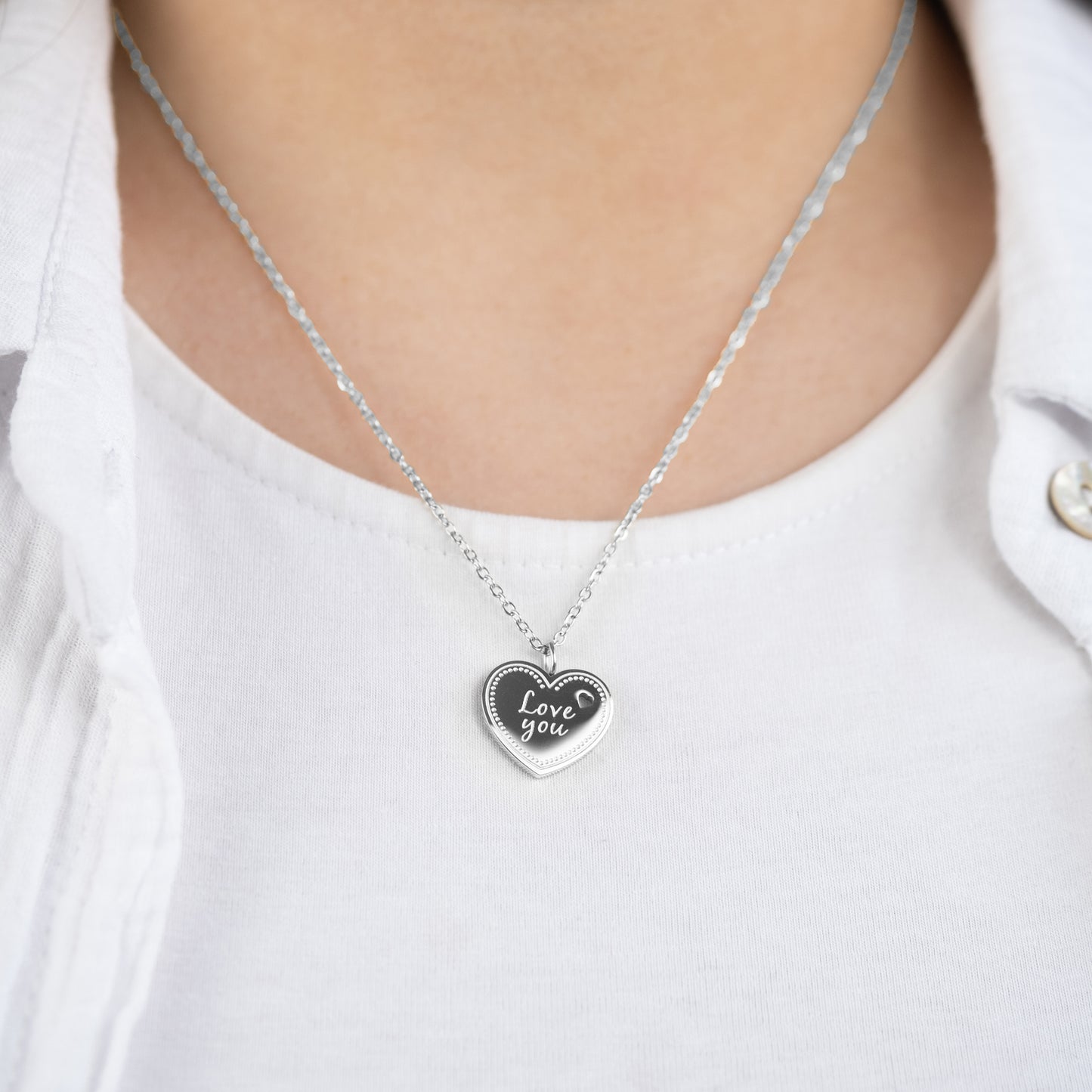 Grußkarte Love You mit Halskette Edelstahl Silber