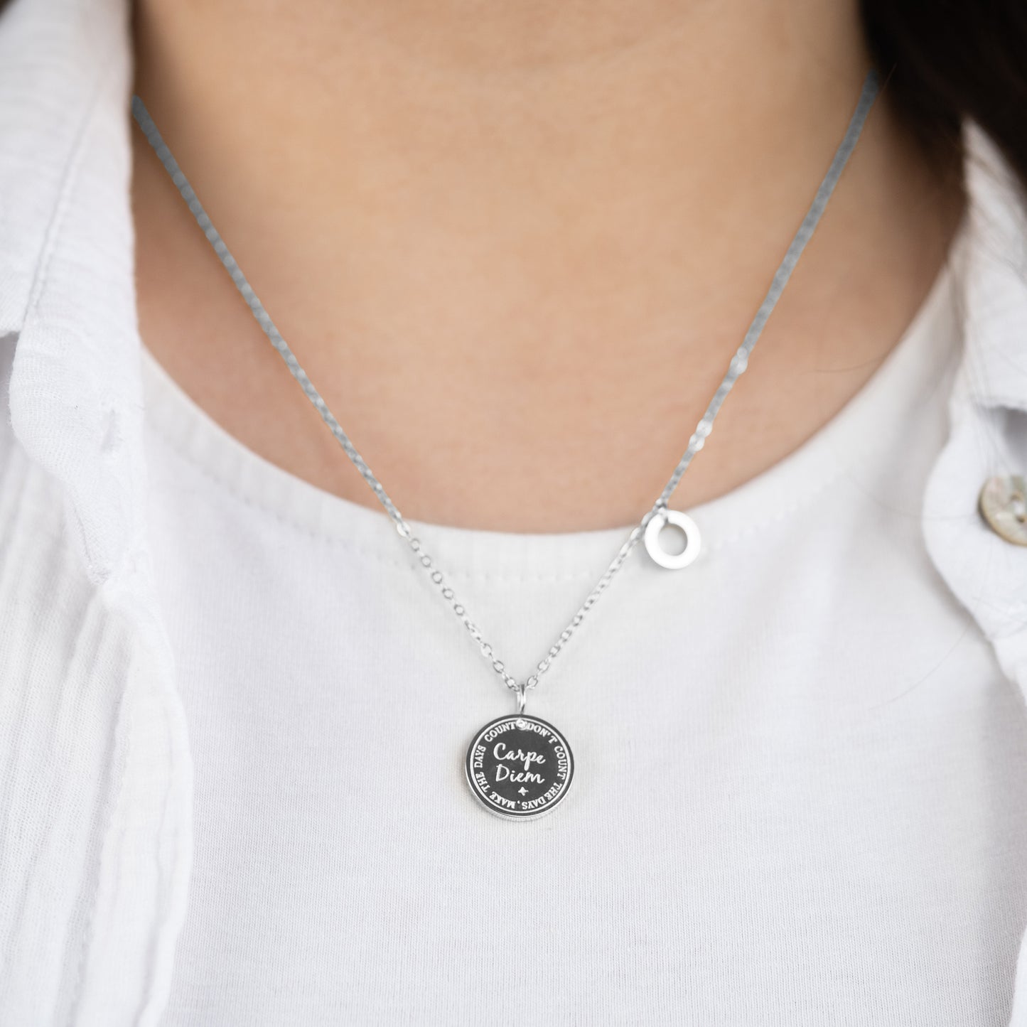 Grußkarte Carpe Diem mit Halskette Edelstahl Silber