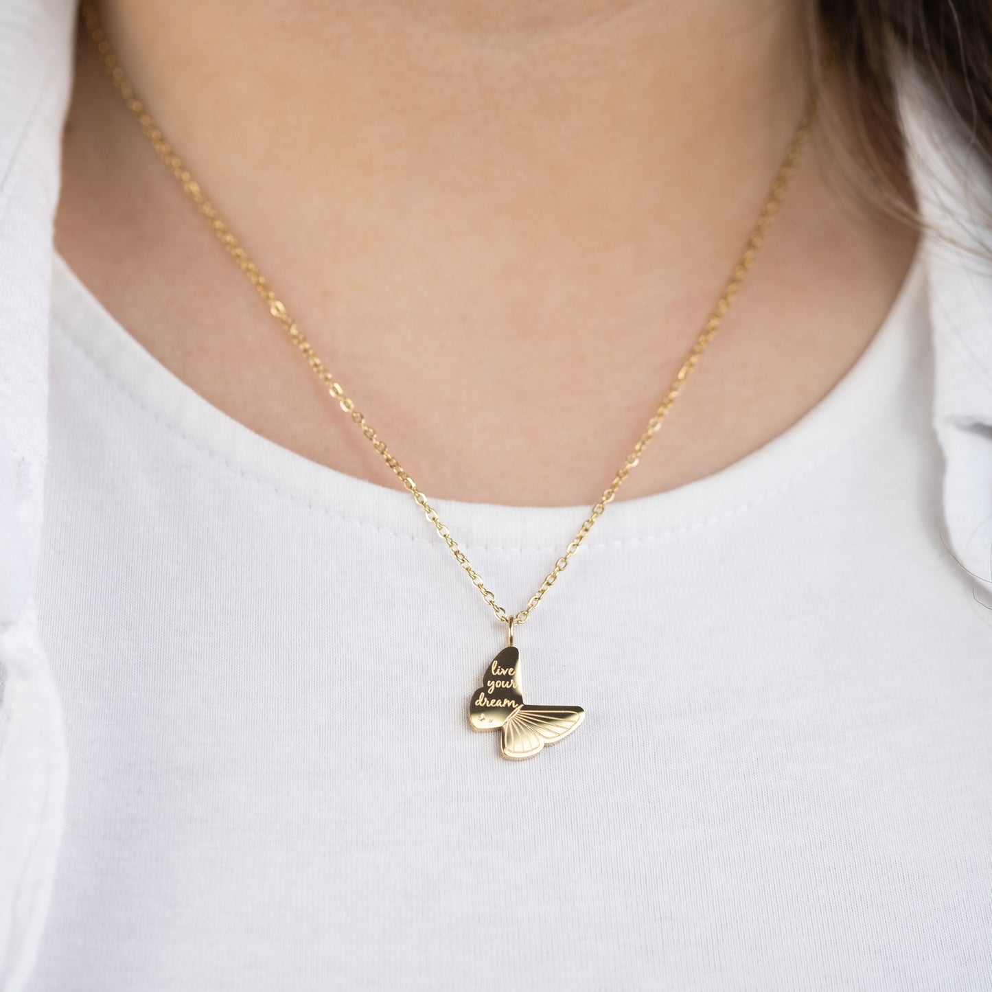 Grußkarte Dream mit Halskette Edelstahl Gold
