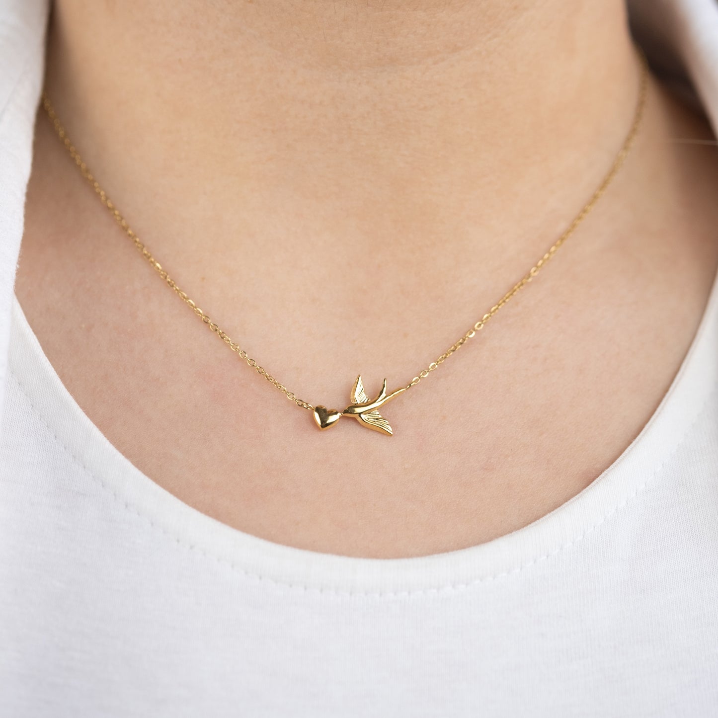 Grußkarte Freedom mit Halskette Edelstahl Gold