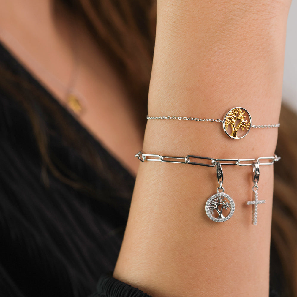Armband 925er Silber Lebensbaum Bicolor