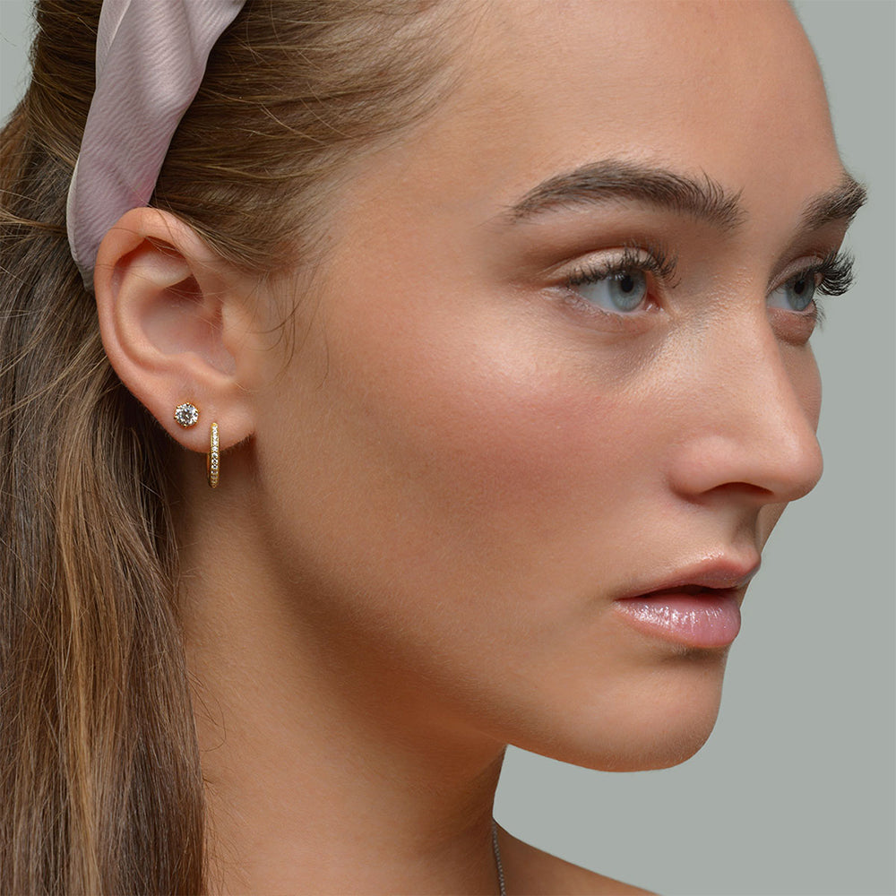 Ohrstecker 925er Silber Shiny Gold mit Zirkonia 6mm