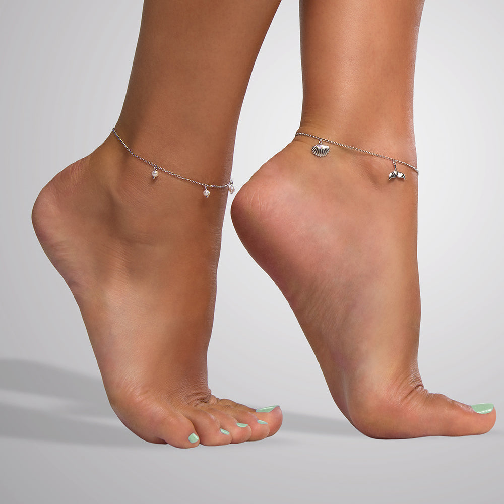 Fußkette 925er Silber mit Süßwasserperlen