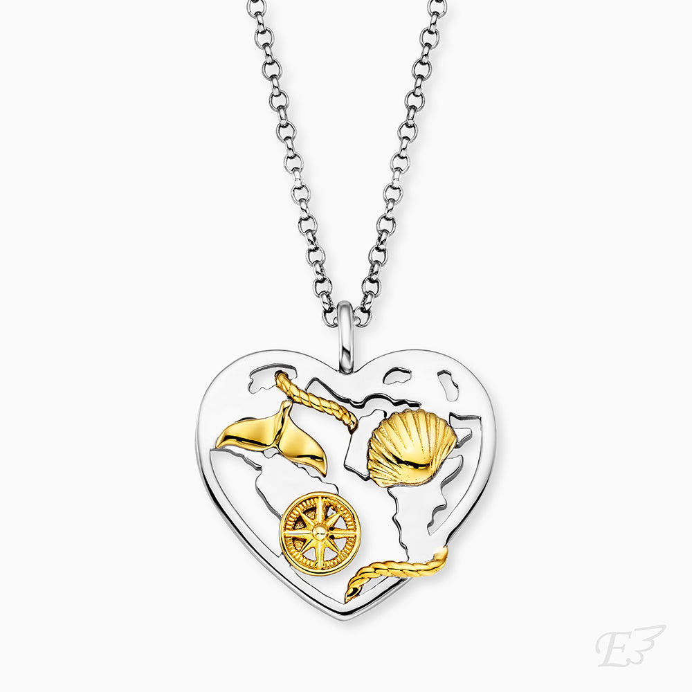 Halskette 925er Silber Aloha Herz Bicolor