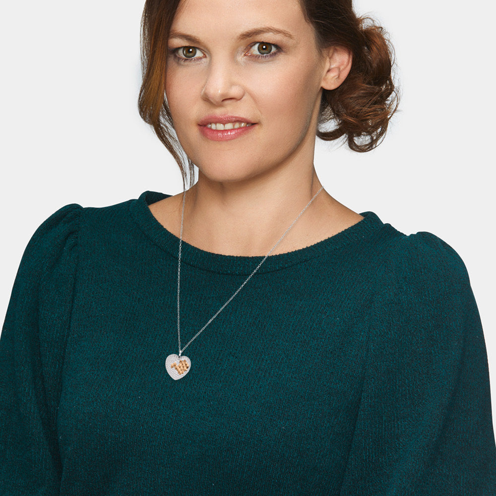 Halskette 925er Silber Herz Bicolor mit Zirkonia