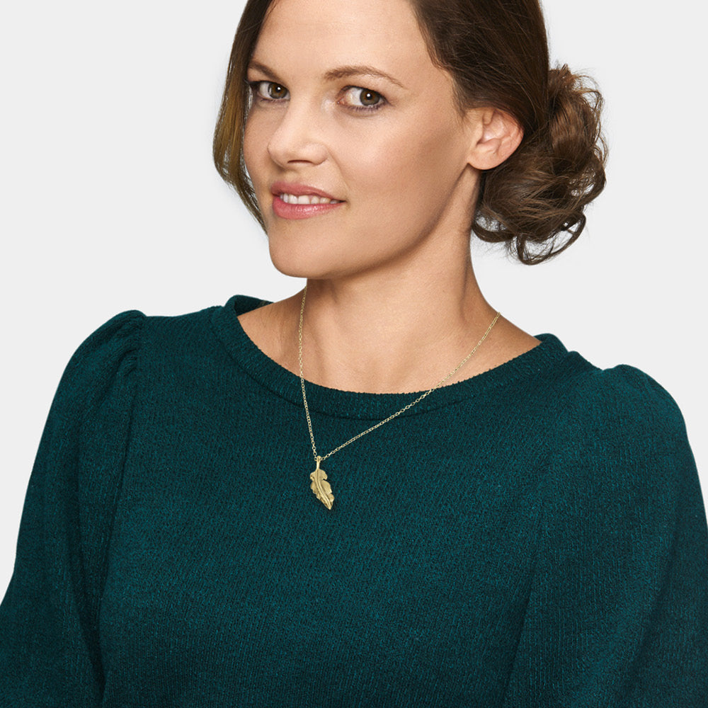 Halskette 925er Silber Feder Gold