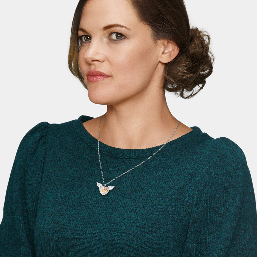 Halskette 925er Silber Heartangel Bicolor mit Zirkonia