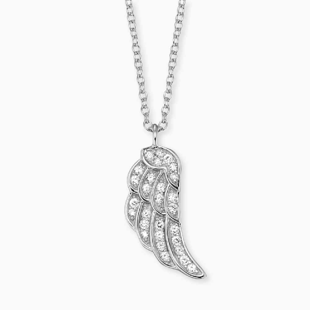 Halskette 925er Silber Flügel mit Zirkonia silber