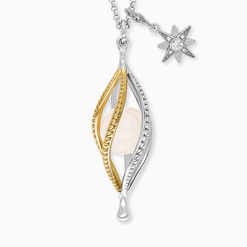 Halskette 925er Silber Universe Bicolor mit Kraftstein Rosenquarz und Zirkonia