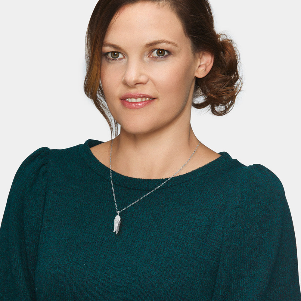 Halskette 925er Silber Flügel mit Zirkonia Multicolor