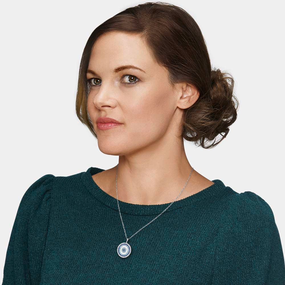 Halskette 925er Silber Nazar Auge mit Emaille und Zirkonia