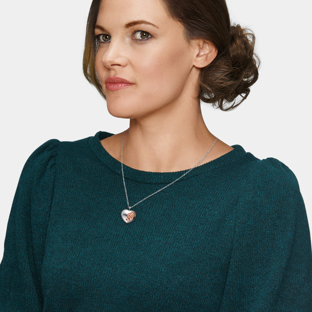 Anhänger 925er Silber Herz Medaillon Bicolor