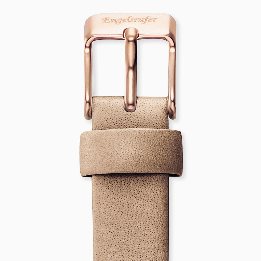 Lederarmband Braun für Uhren Edelstahl Verschluss Roségold 14 mm