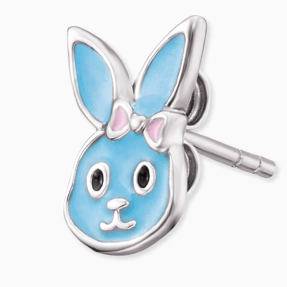 Kinder Ohrringe 925er Silber Bunny mit Emaille