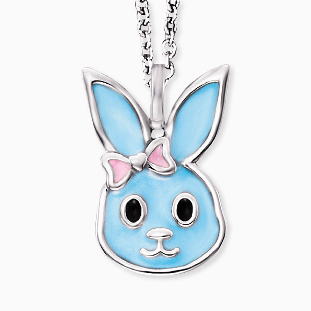 Kinder Halskette 925er Silber Bunny mit Emaille