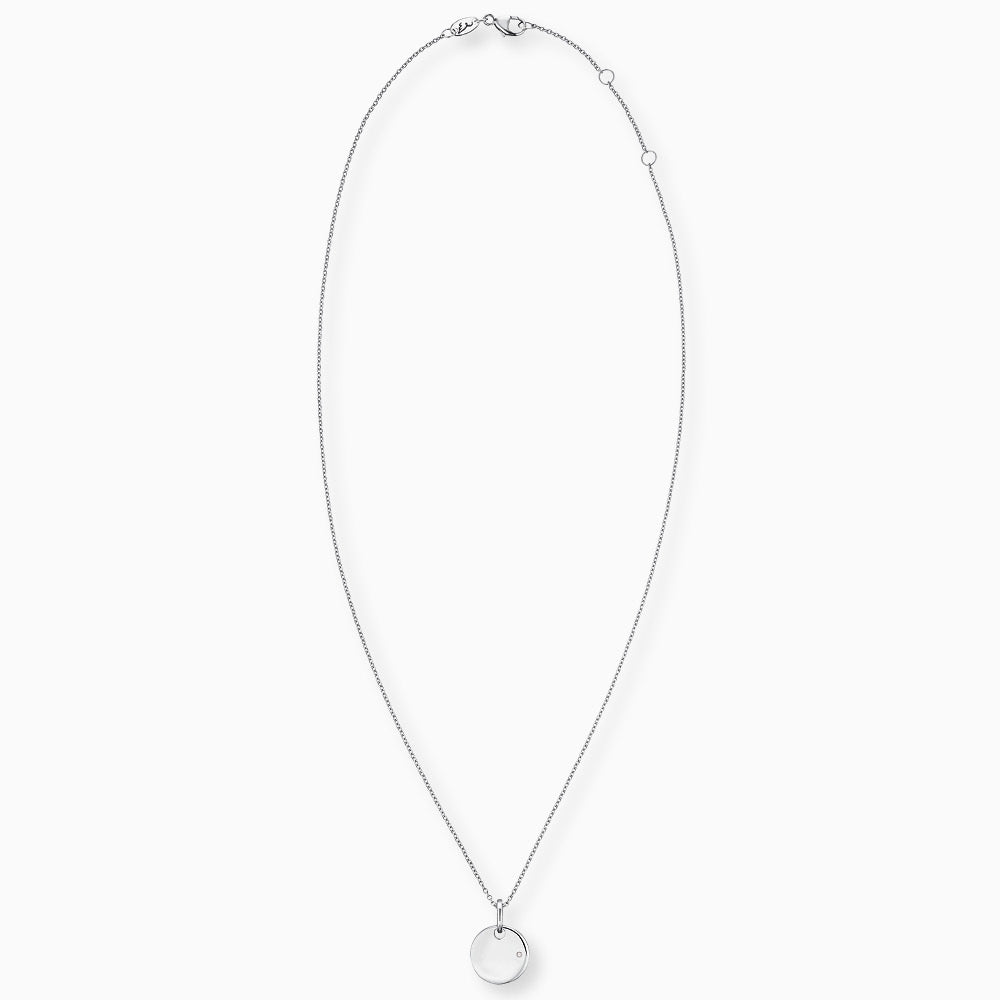 Kinder Halskette 925er Silber runder Anhänger mit Zirkonia – gravierbar