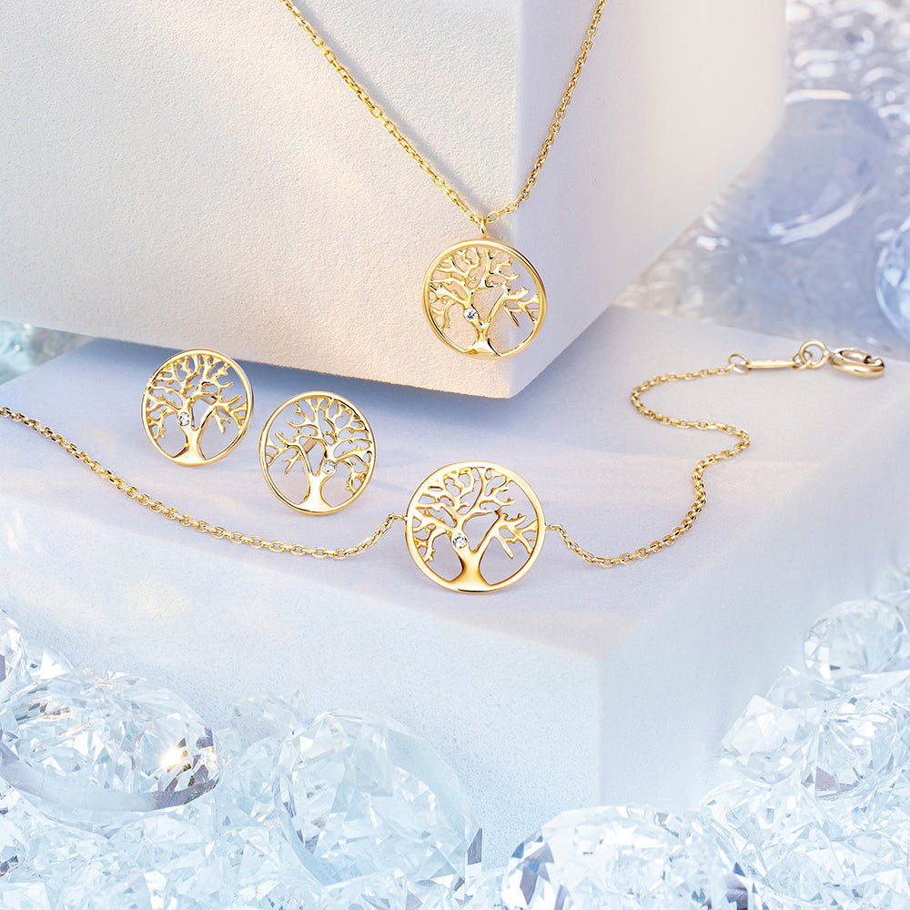 Armband 375er Echtgold Lebensbaum mit Diamant