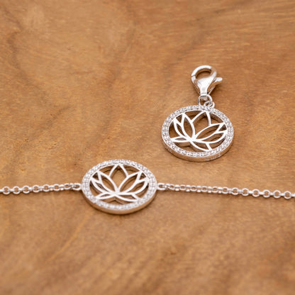 Engelsrufer Lotus Damen-Charm silber mit Zirkonia