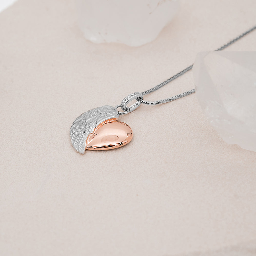 Halskette 925er Silber Herzflügel