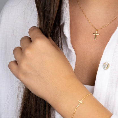 Engelsrufer Damen Armband mit Kreuz Silber Gold platiert