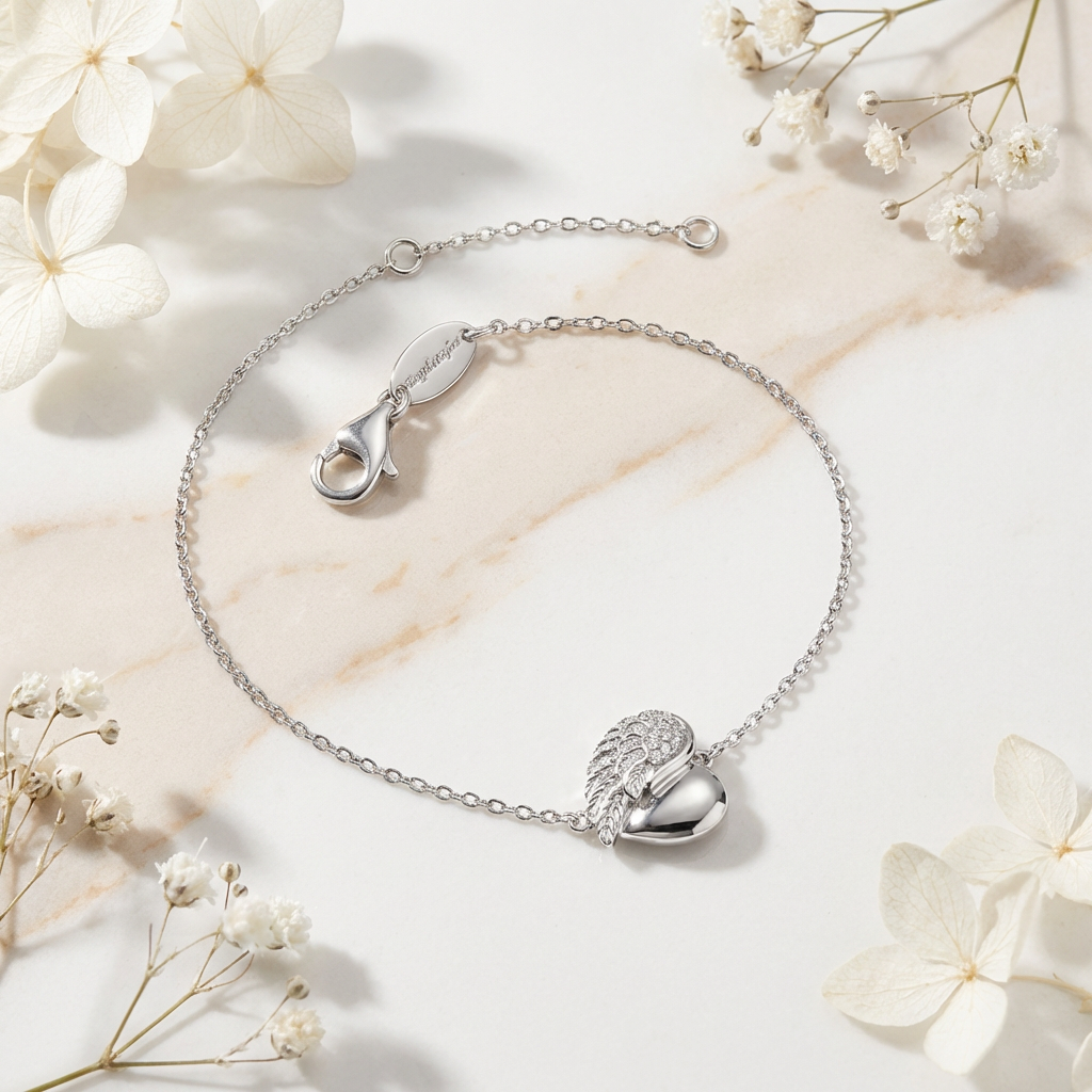 Armband 925er Silber Herzflügel mit Zirkonia