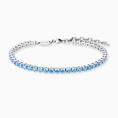 Armband 925er Silber Shiny Tennis mit Zirkonia blau