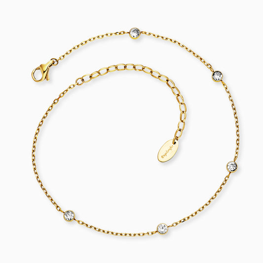 Fußkette Edelstahl Moonlight IP gold mit Zirkonia