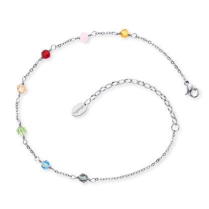 Fußkette Edelstahl mit Glasperlen Multicolor