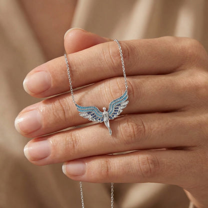 Halskette 925er Silber Schutzengel mit Zirkonia Multicolor