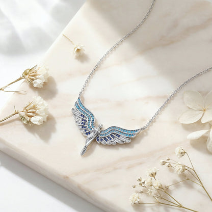 Halskette 925er Silber Schutzengel mit Zirkonia Multicolor