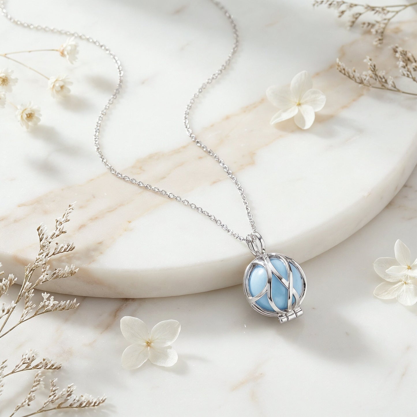 Halskette 925er Silber Paradise mit Kraftstein Blauer Achat