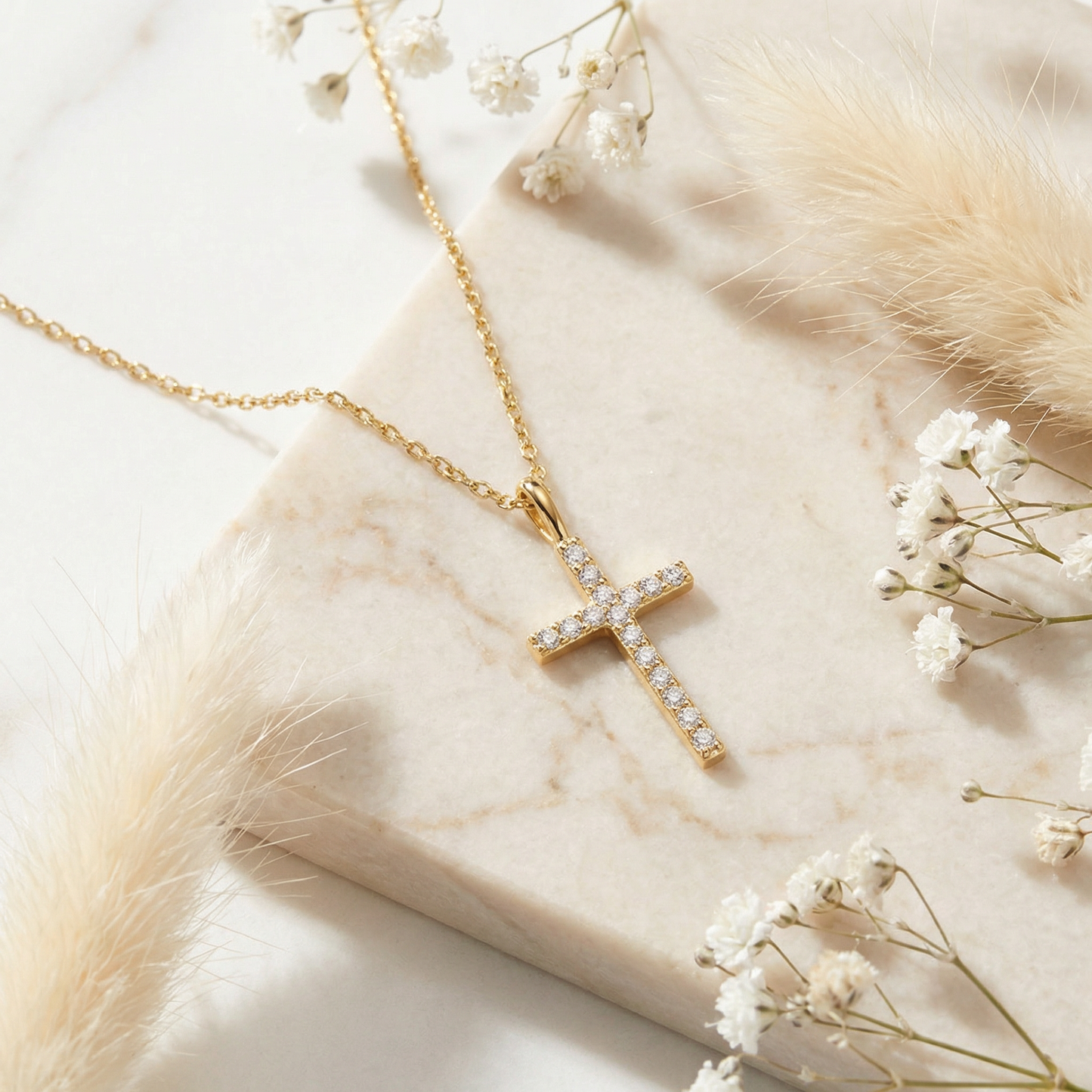Halskette 925er Silber Kreuz Gold mit Zirkonia